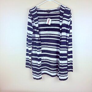 NWT Willi Smith Linen-Blend Open Front Hooded Cardigan M